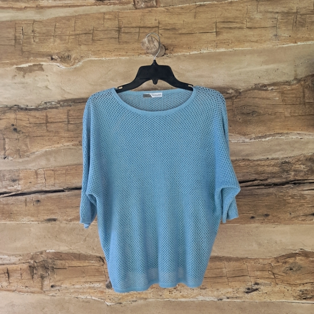 Zara Blue Crew Neck Sweater Lightweight Knit